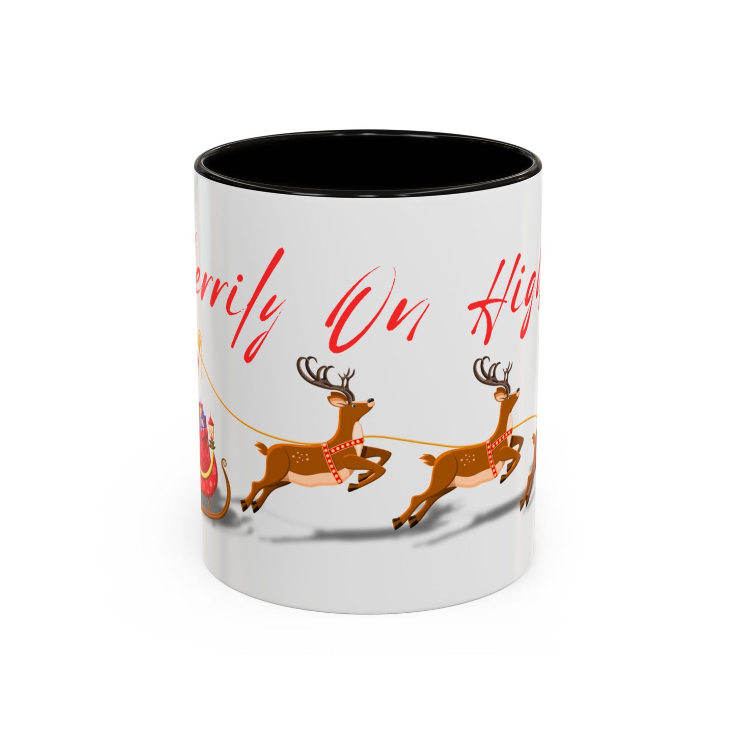 Merrily On High! Santa & Reindeer Mug