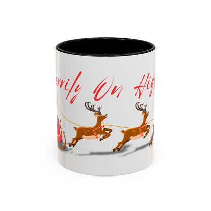 Merrily On High! Santa & Reindeer Mug