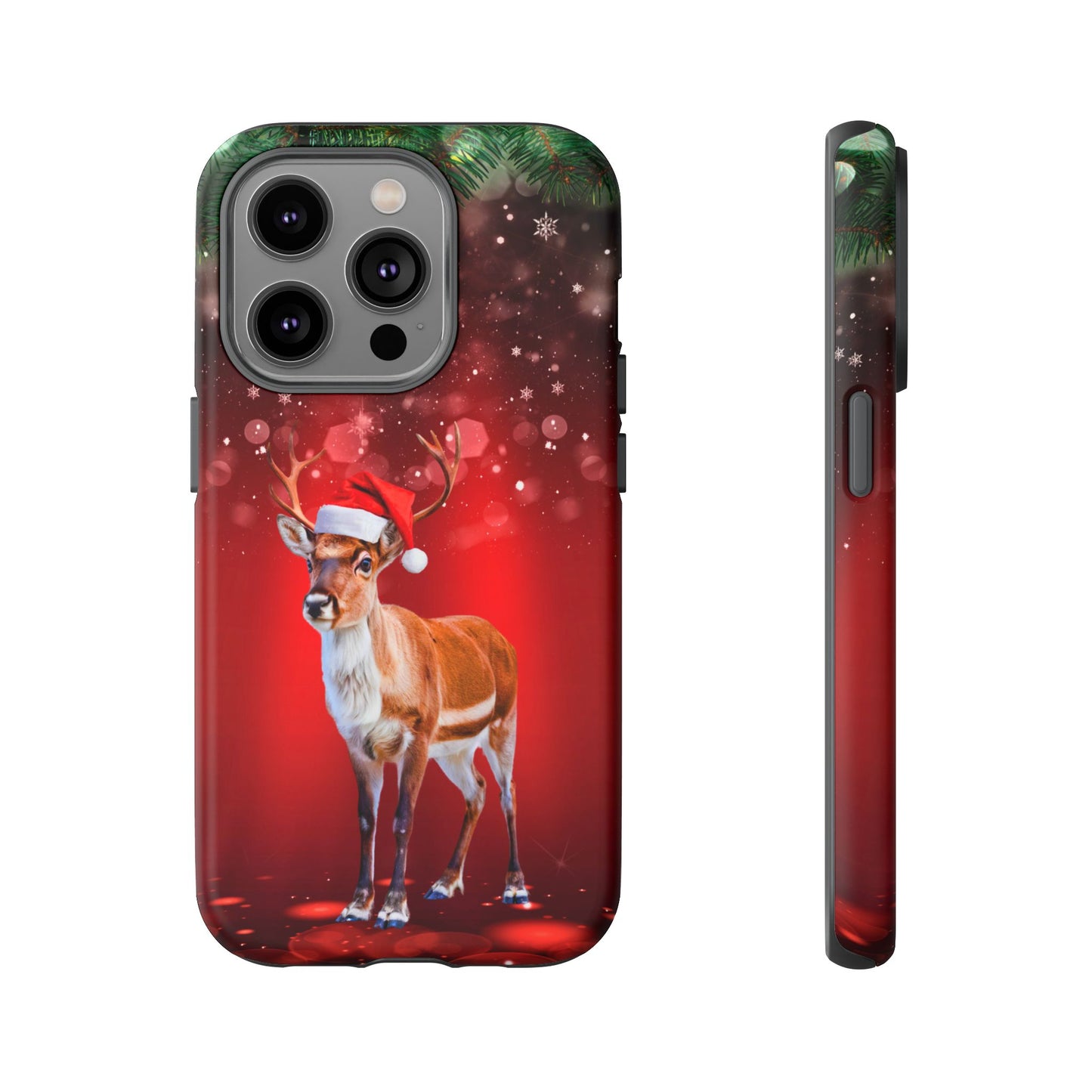 Festive Reindeer No.1 – Santa Hat with Holiday Lights Design for iPhone, Samsung & Google Models