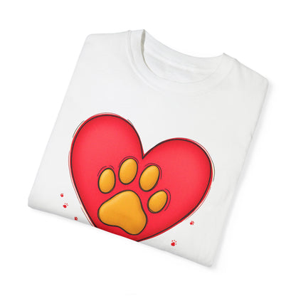 Comfort Colors 1717 Unisex Garment-Dyed T-shirt - "You’re Pawfect!" Adorable Heart and Paw Valentine's Day Design [Color Set 1]