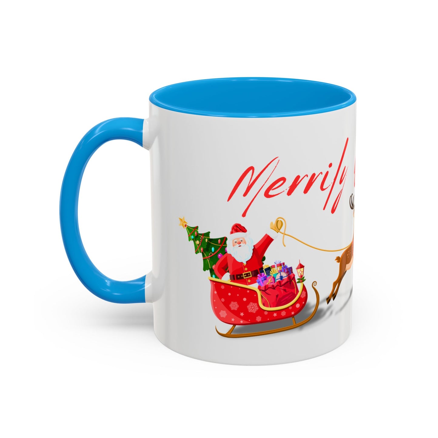 Merrily On High! Santa & Reindeer Mug