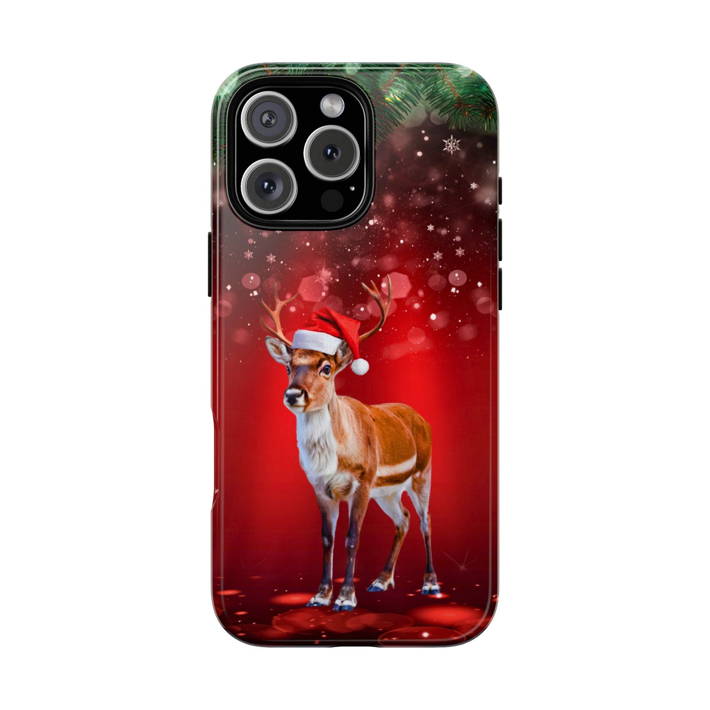 Festive Reindeer No.1 – Santa Hat with Holiday Lights Design for iPhone, Samsung & Google Models