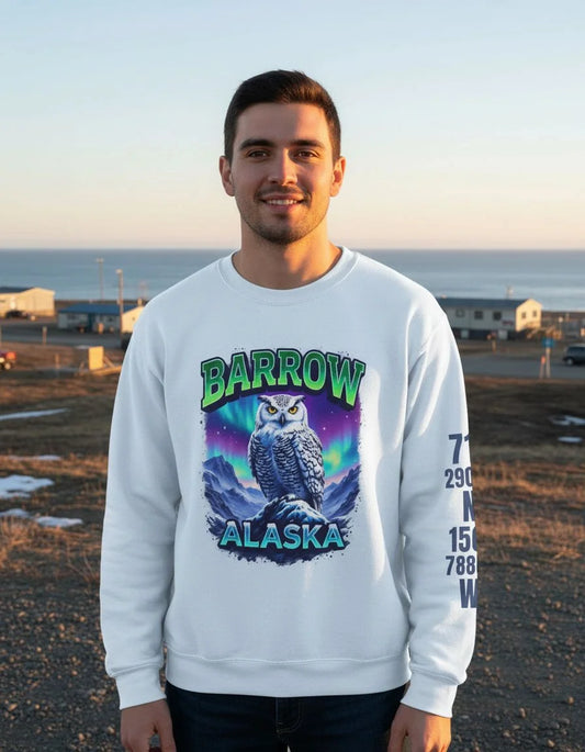 Barrow Owl Cotton Crewneck Sweatshirt | Wild Alaska Series Edition 🦅🇨🇦