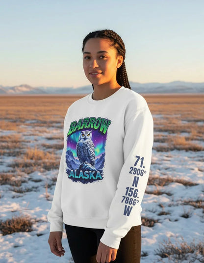 Barrow Owl Cotton Crewneck Sweatshirt | Wild Alaska Series Edition 🦅🇨🇦