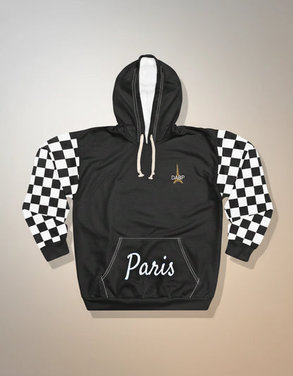 Paris Checkered Unisex Hoodie (Black)