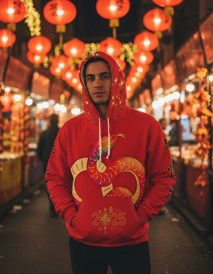 2025 Year of the Snake – Chinese New Year Unisex Hoodie [Dark Red Edition]