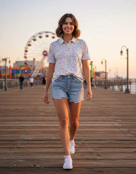 Micro-Floral Eternal Garden Polo Shirt