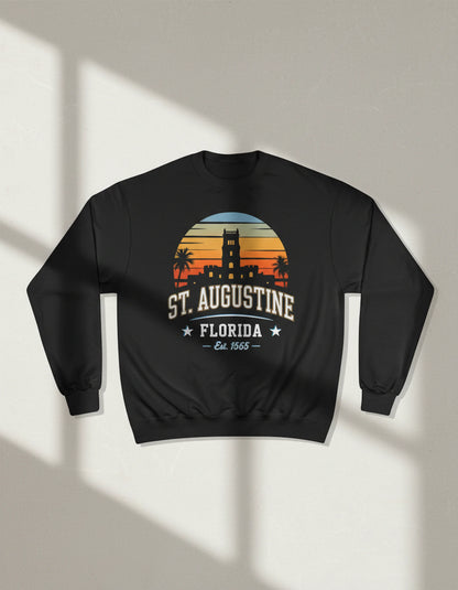 St. Augustine Florida Retro Sunset Crewneck Sweatshirt