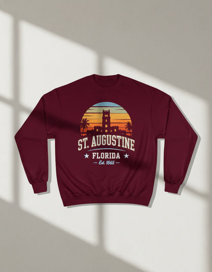 St. Augustine Florida Retro Sunset Crewneck Sweatshirt