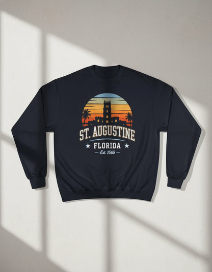 St. Augustine Florida Retro Sunset Crewneck Sweatshirt