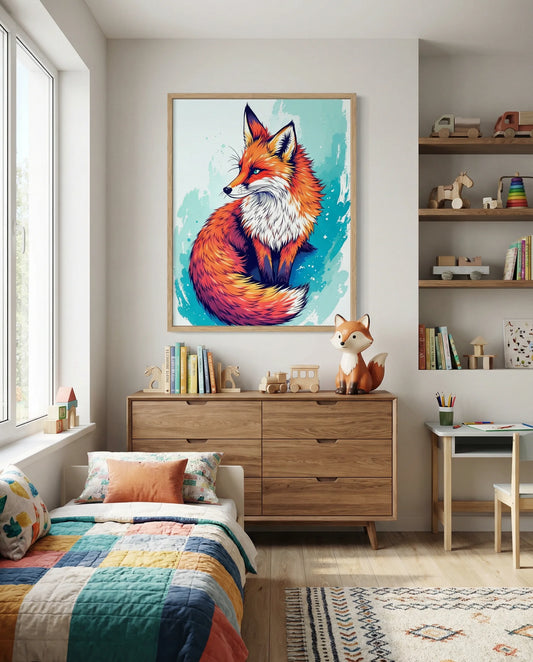 Vibrant Fox Illustration - Bold Artistic Wildlife