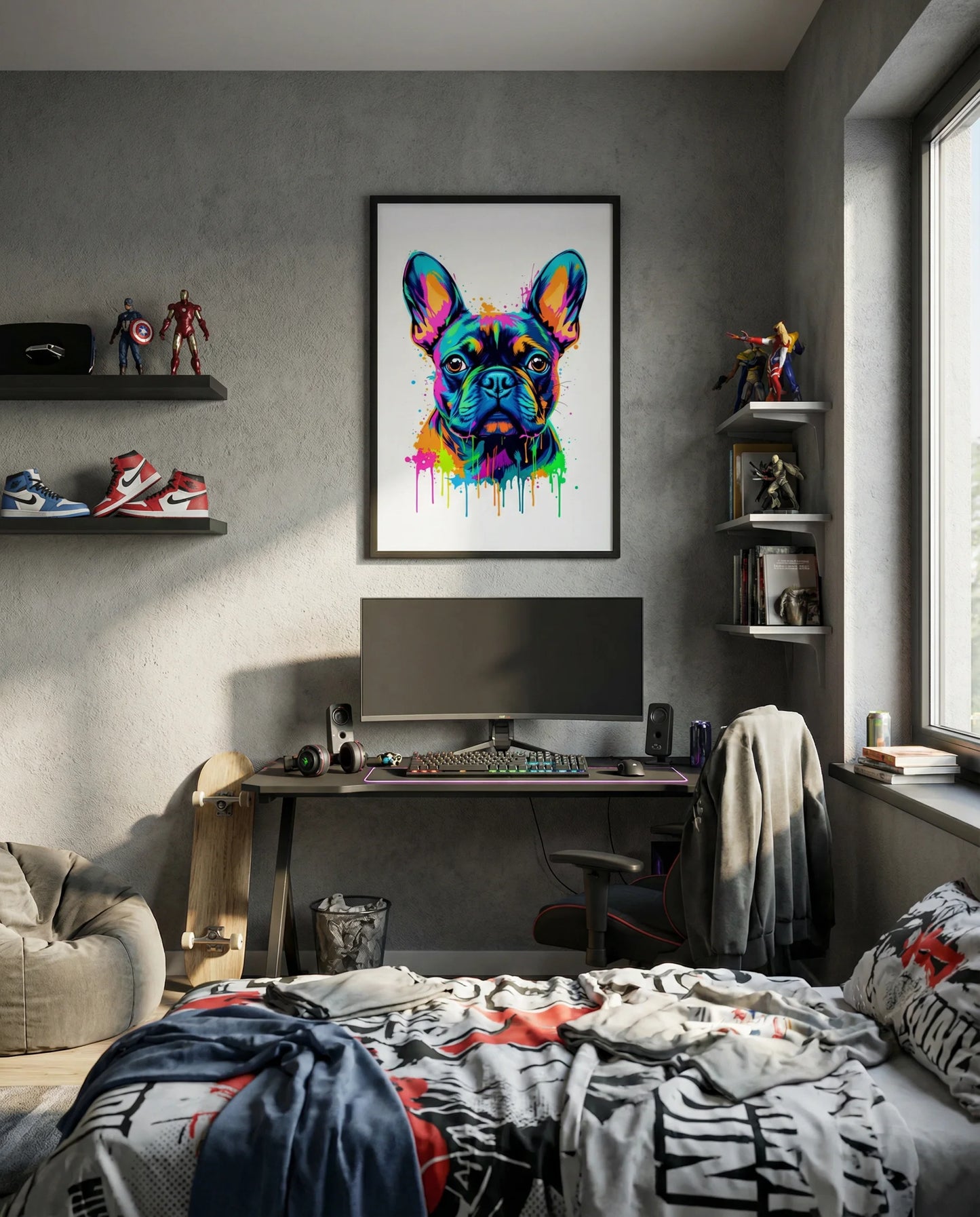 Neon Drip French Bulldog - Vibrant Pop Art