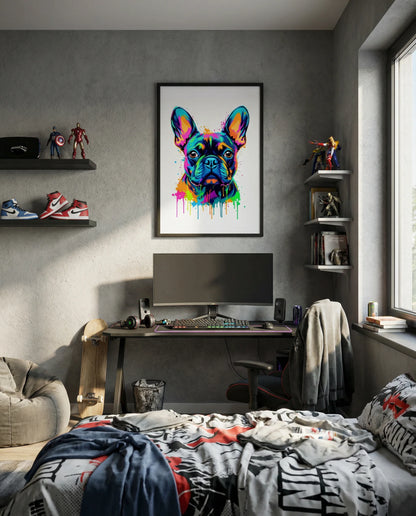 Neon Drip French Bulldog - Vibrant Pop Art