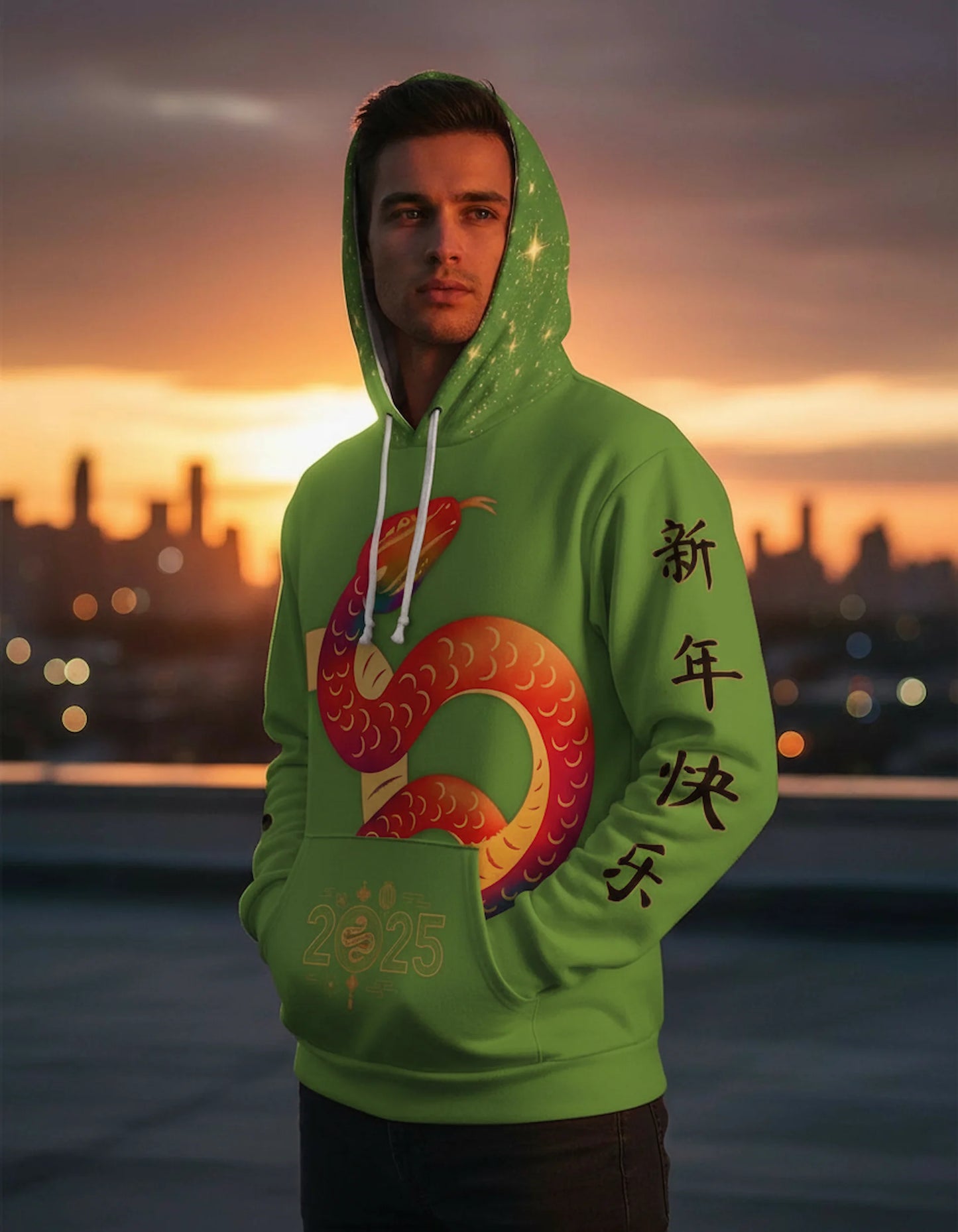 2025 Year of the Snake – Chinese New Year Unisex Hoodie [Green Edition]