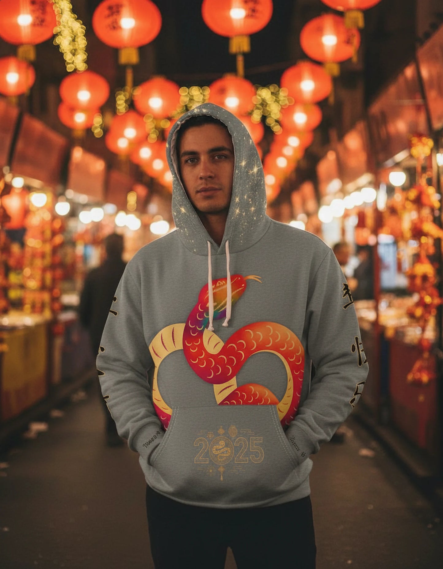 2025 Year of the Snake – Chinese New Year Unisex Hoodie [Grey Edition]