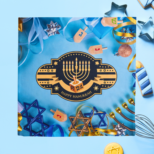 Happy Hanukkah Menorah Napkin (v6), 4-set