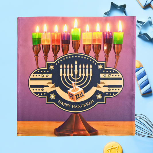 Happy Hanukkah Menorah Napkin (v1), 4-set