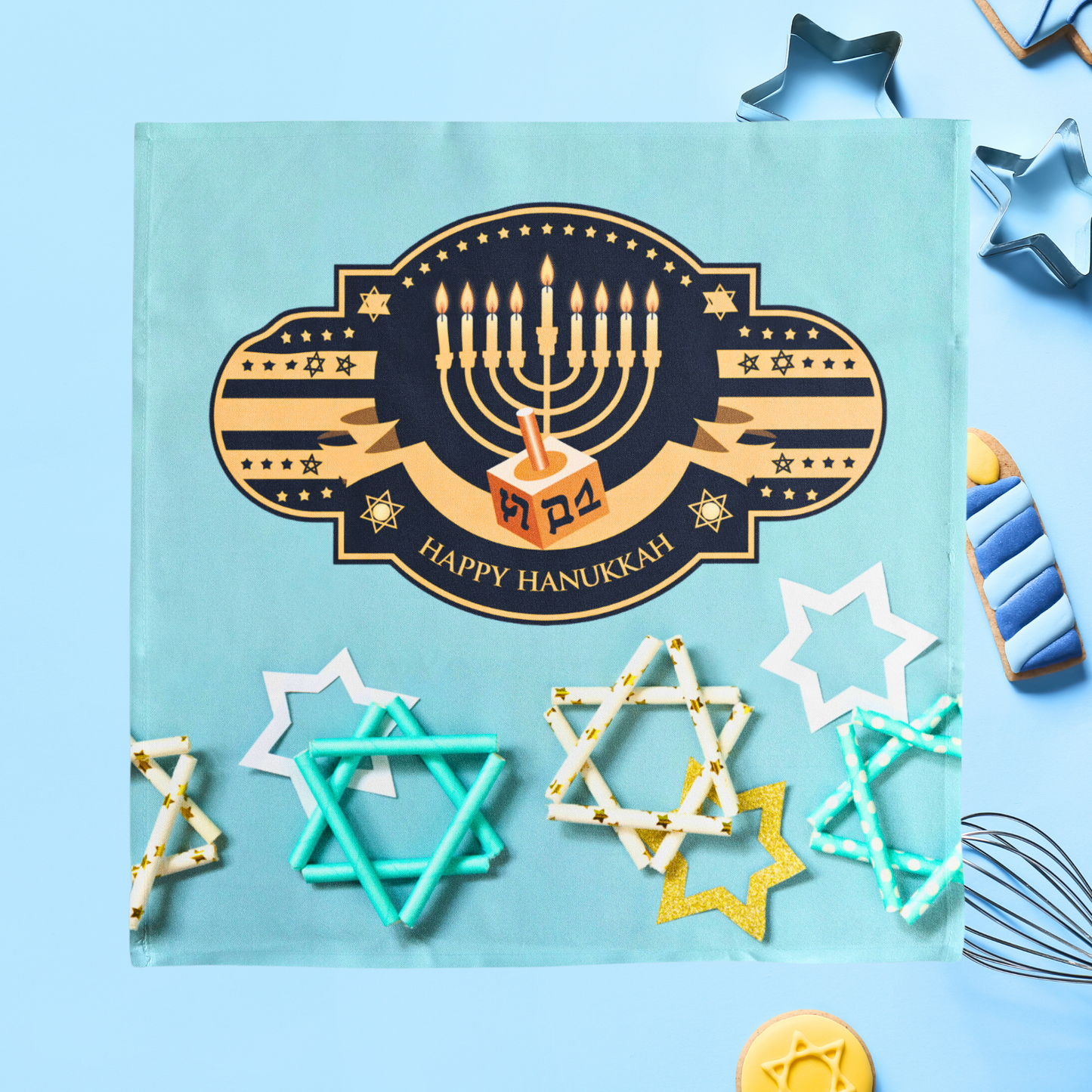 Happy Hanukkah Menorah Napkin (v2), 4-set