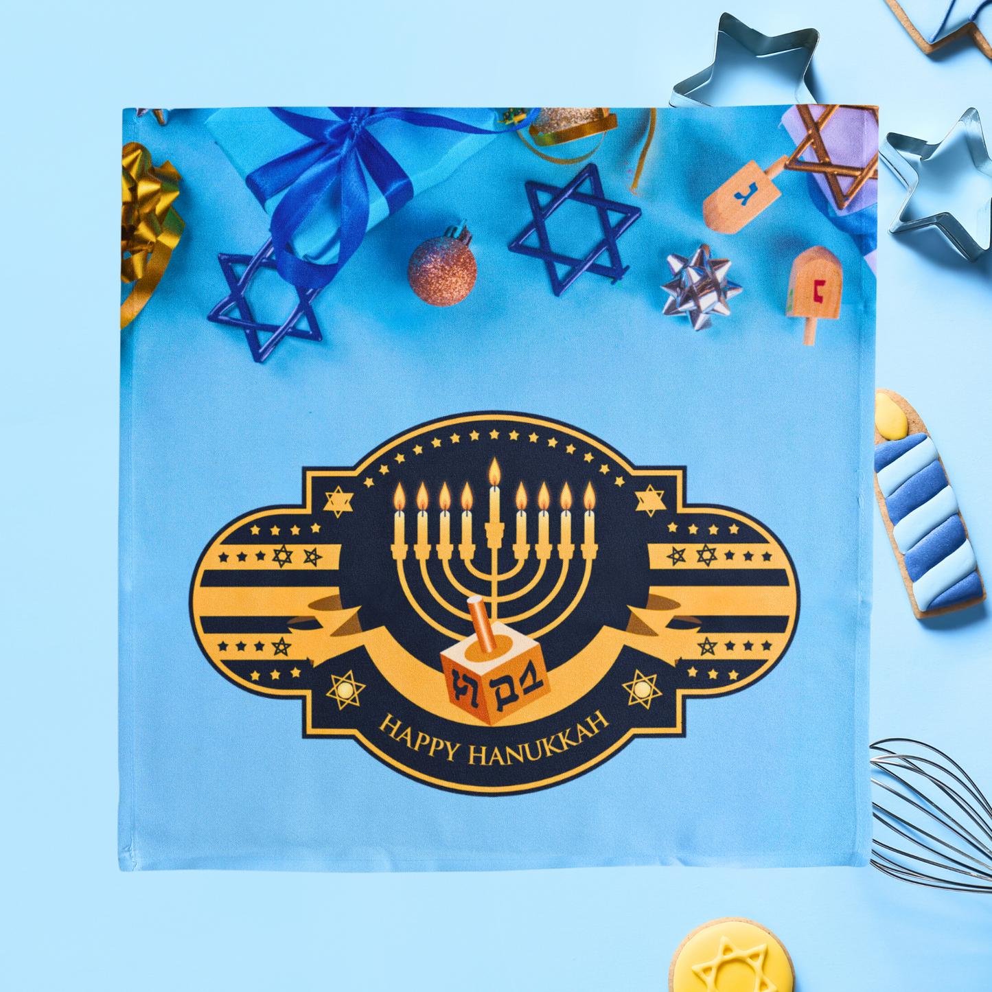 Happy Hanukkah Menorah Napkin (v5), 4-set