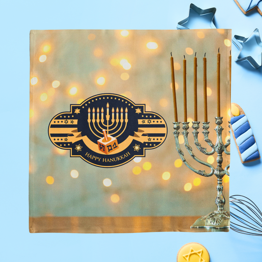 Happy Hanukkah Menorah Napkin (v7), 4-set