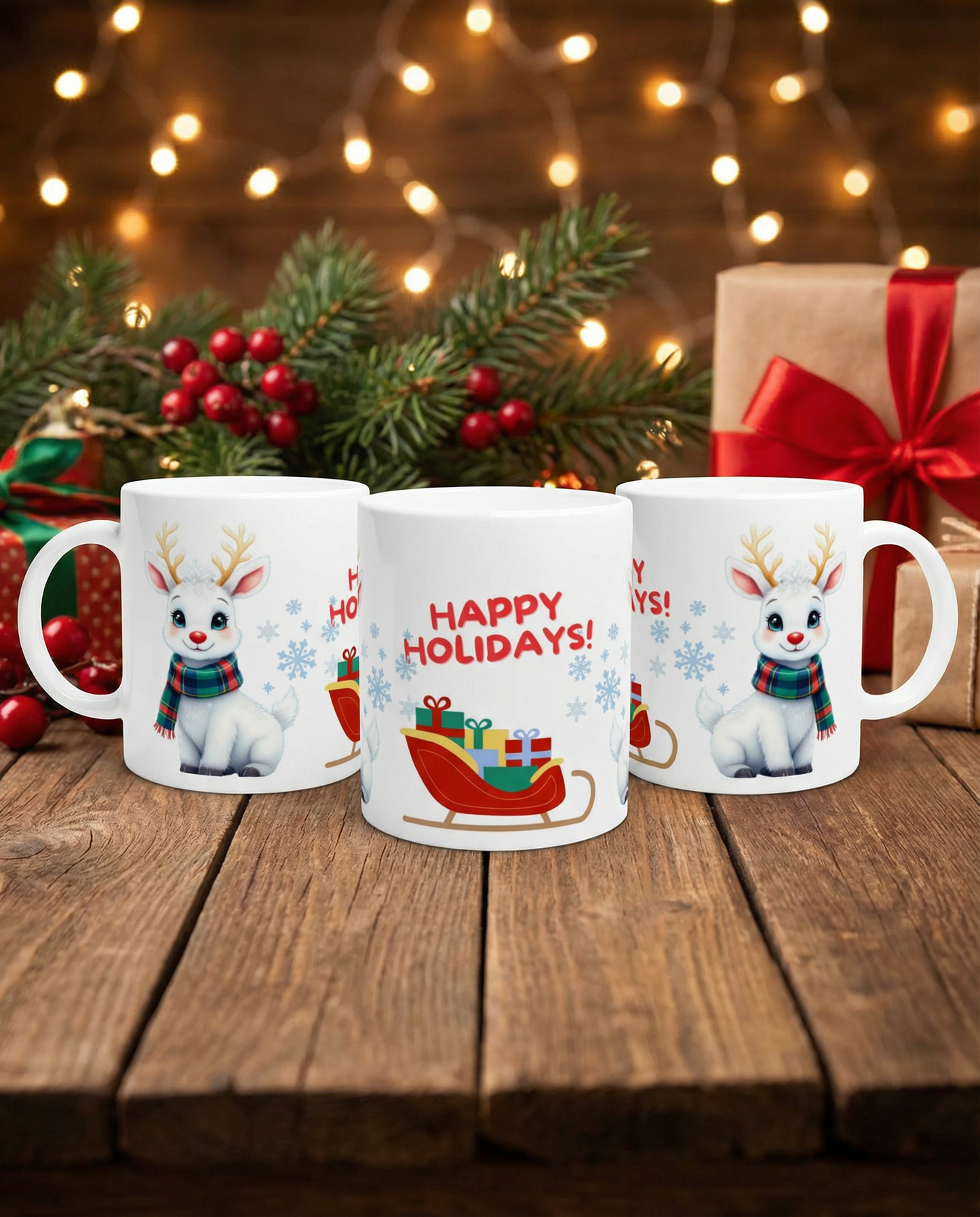 Happy Holidays Reindeer Mug
