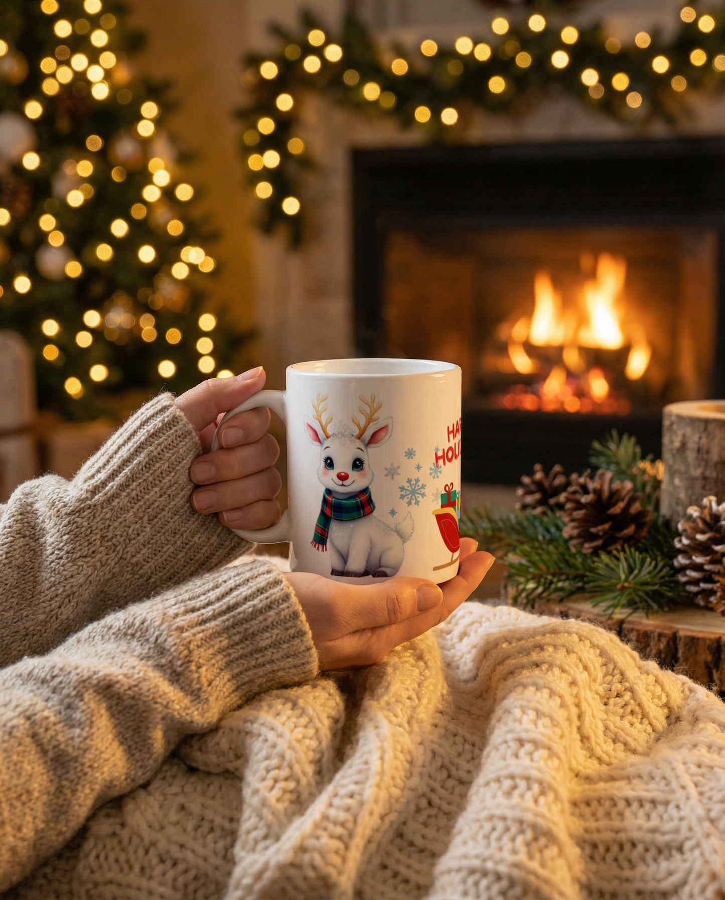 Happy Holidays Reindeer Mug