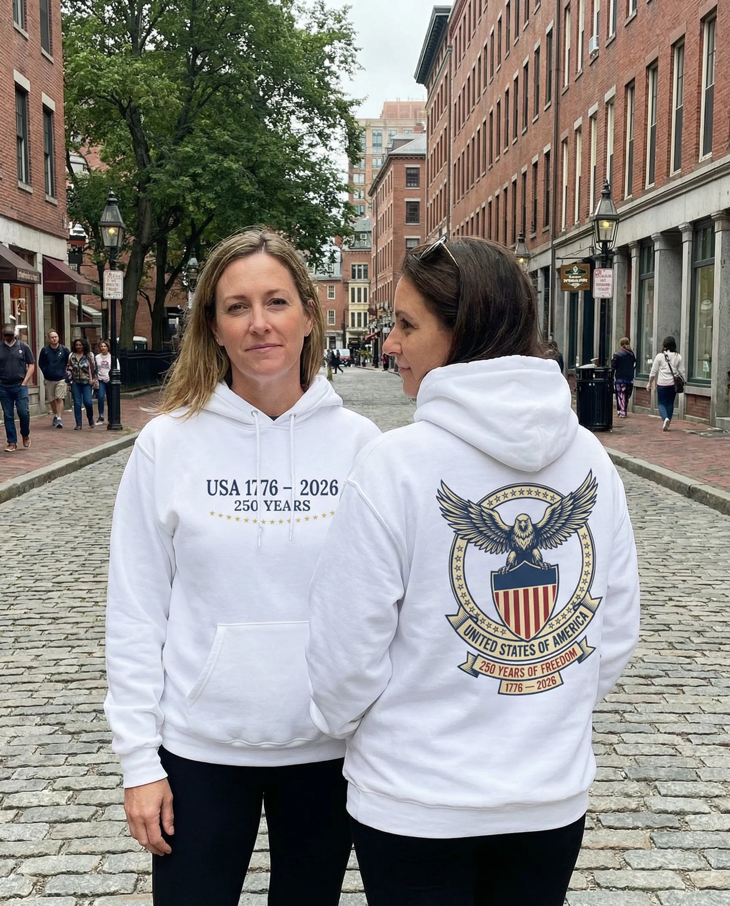 USA 250 Years Hoodie (1776–2026) – Commemorative Patriotic Back Crest Hoodie