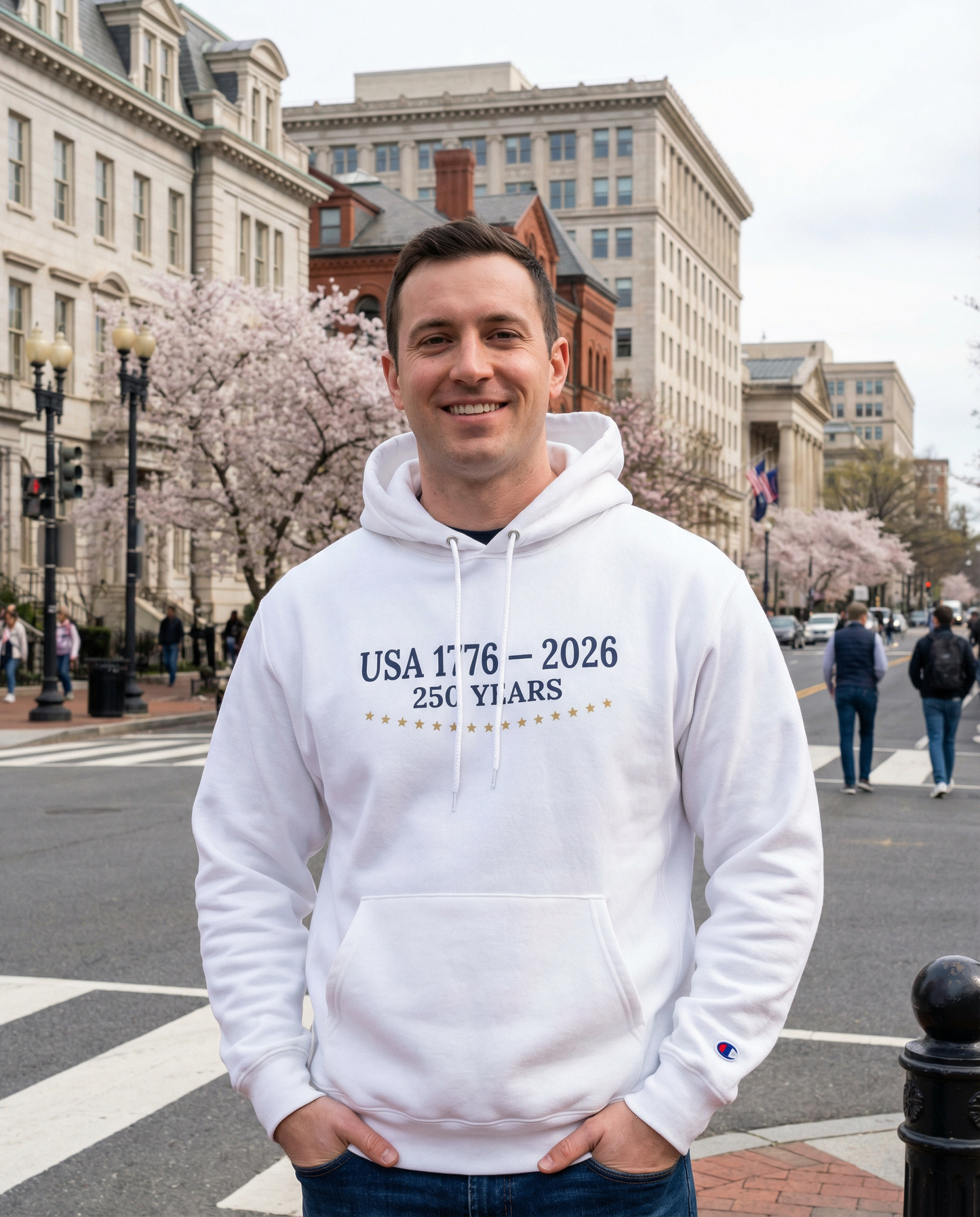 USA 250 Years Hoodie (1776–2026) – Commemorative Patriotic Back Crest Hoodie
