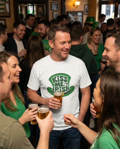 Comfort Colors 1717 Unisex Garment-Dyed T-shirt - Kiss Me, I'm Irish St. Patrick’s Day Tee – Lucky Leprechaun Hat Design