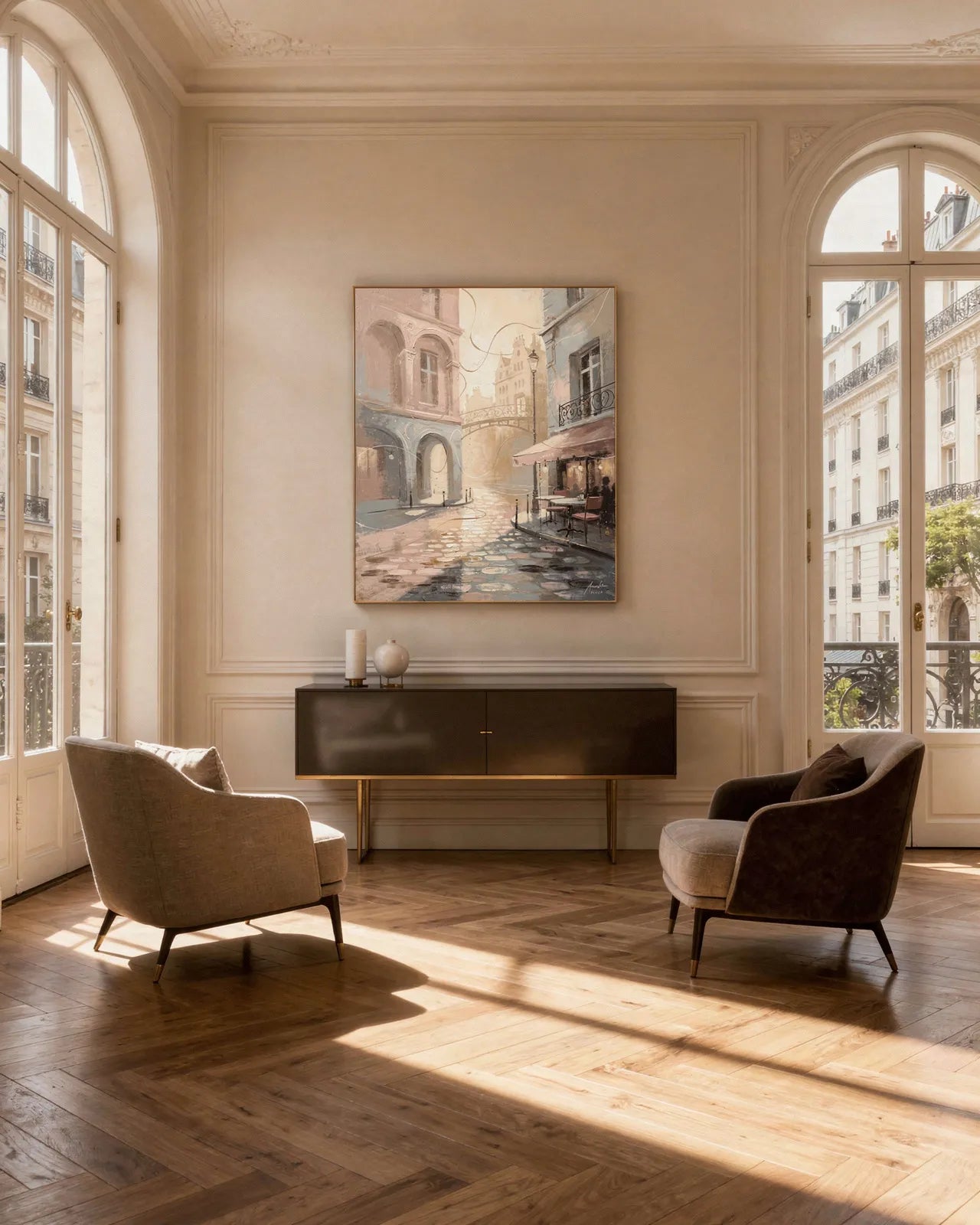 Morning Light Over a Paris Café Terrace (Canvas)