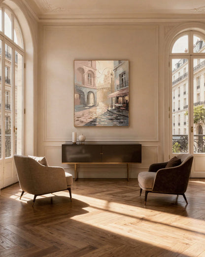 Morning Light Over a Paris Café Terrace (Canvas)