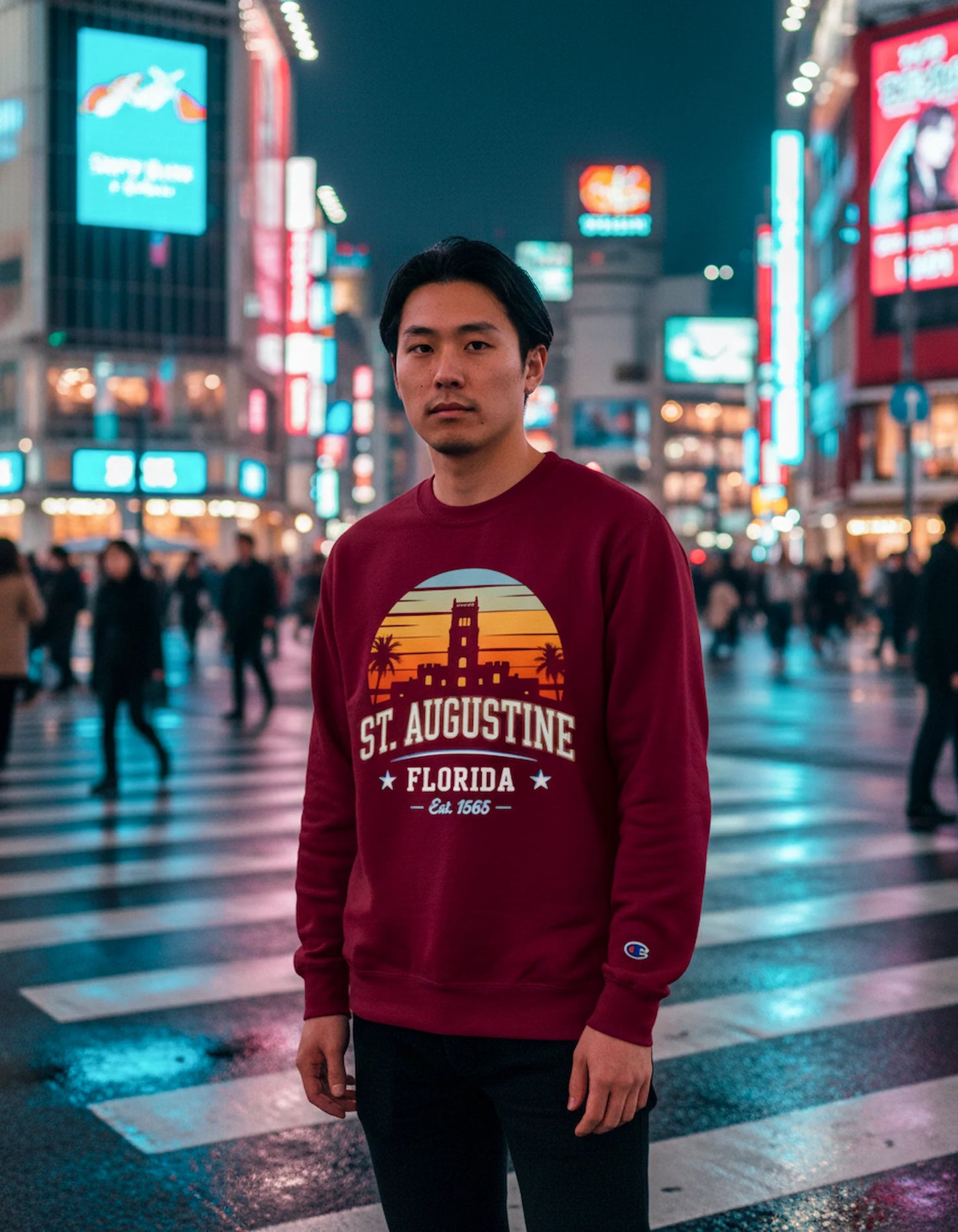 St. Augustine Florida Retro Sunset Crewneck Sweatshirt