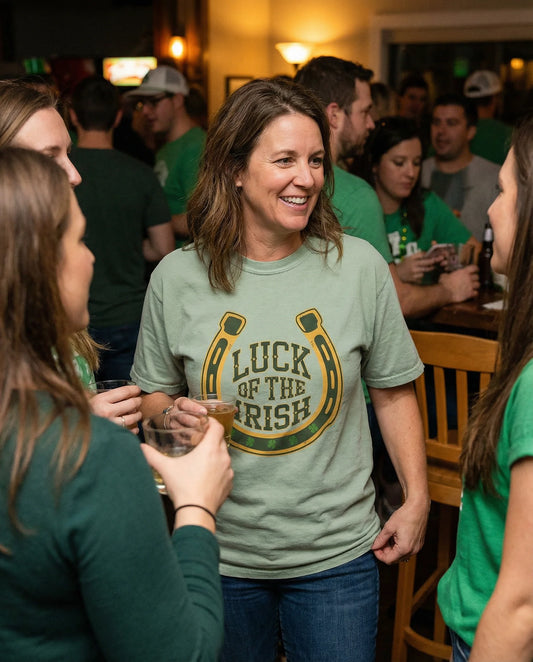 Comfort Colors 1717 Unisex Garment-Dyed T-shirt - Luck of the Irish St. Patrick’s Day Tee – Horseshoe & Shamrock Design