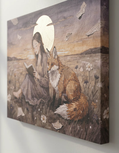 Meadow at Dusk – A Quiet Reading | Storybook Canvas Art