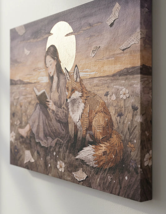 Meadow at Dusk – A Quiet Reading | Storybook Canvas Art