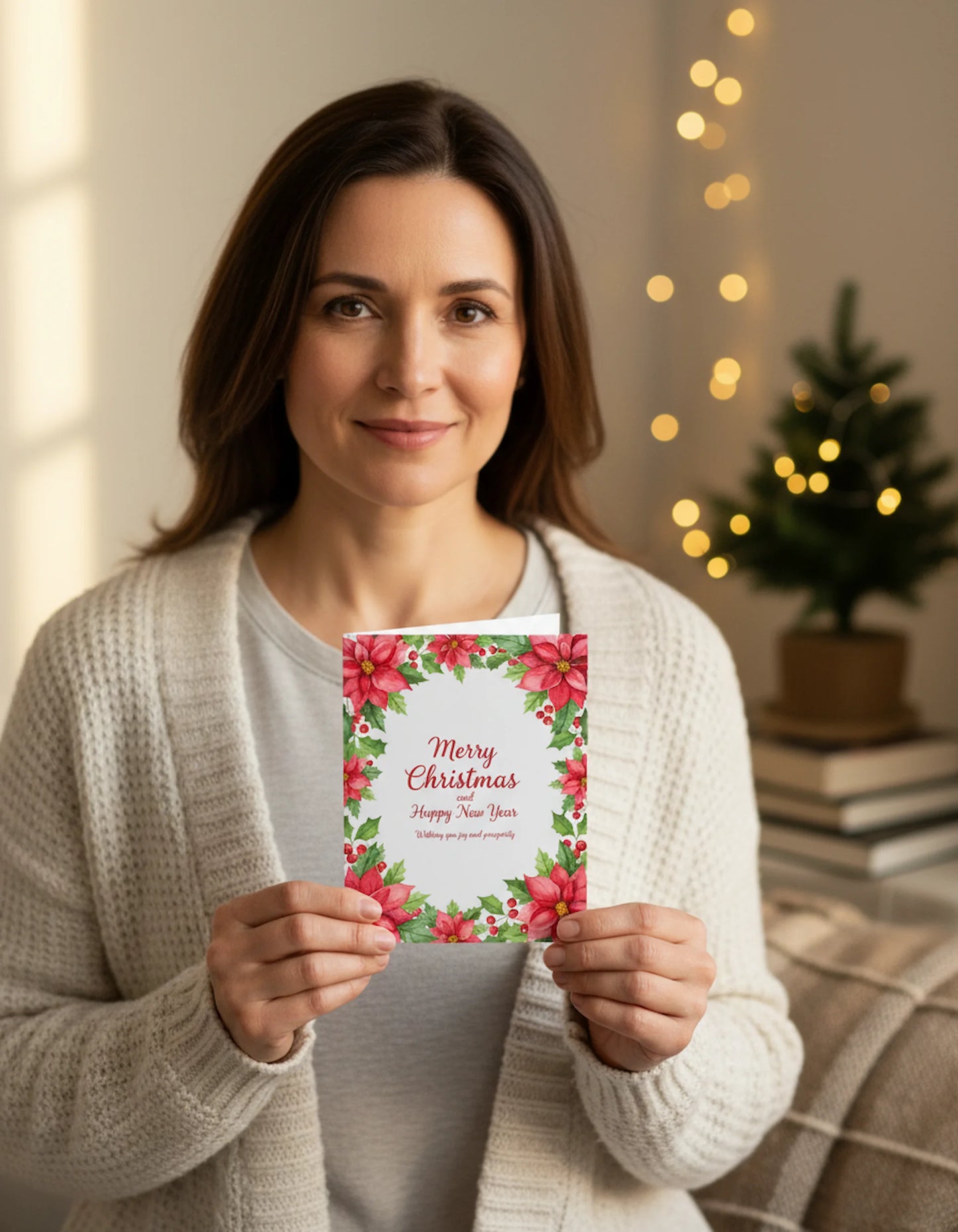 Merry Christmas & Happy New Year – Floral Greeting Card