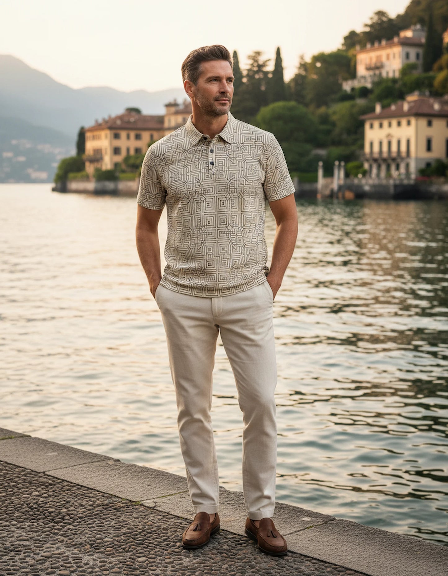 Micro-Maze Line Work Polo Shirt