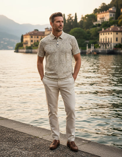 Micro-Maze Line Work Polo Shirt