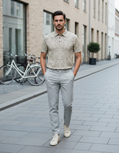 Micro-Maze Line Work Polo Shirt