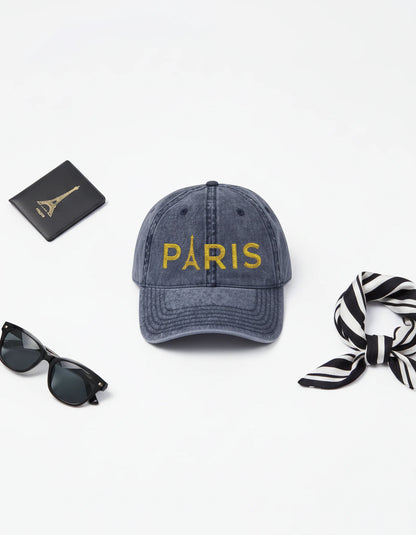 Paris Embroidered Vintage Cap