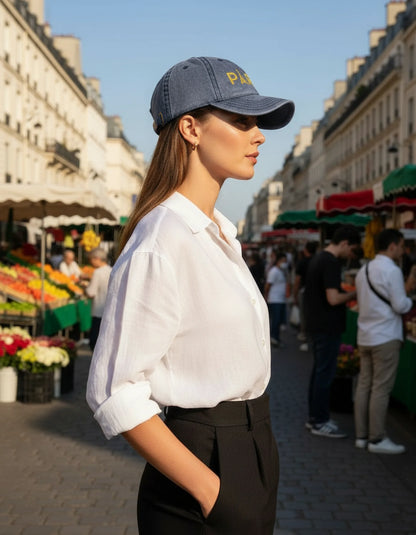 Paris Embroidered Vintage Cap