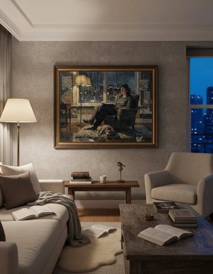 Quiet Evenings – A Reader, a Dog, and the City at Night