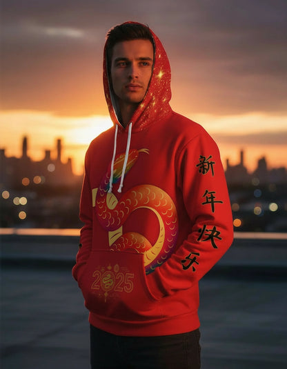 2025 Year of the Snake – Chinese New Year Unisex Hoodie [Red Edition]