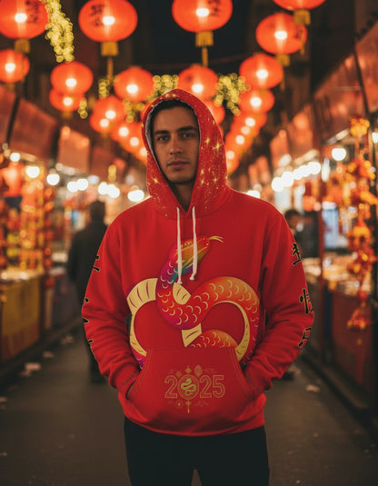 2025 Year of the Snake – Chinese New Year Unisex Hoodie [Red Edition]