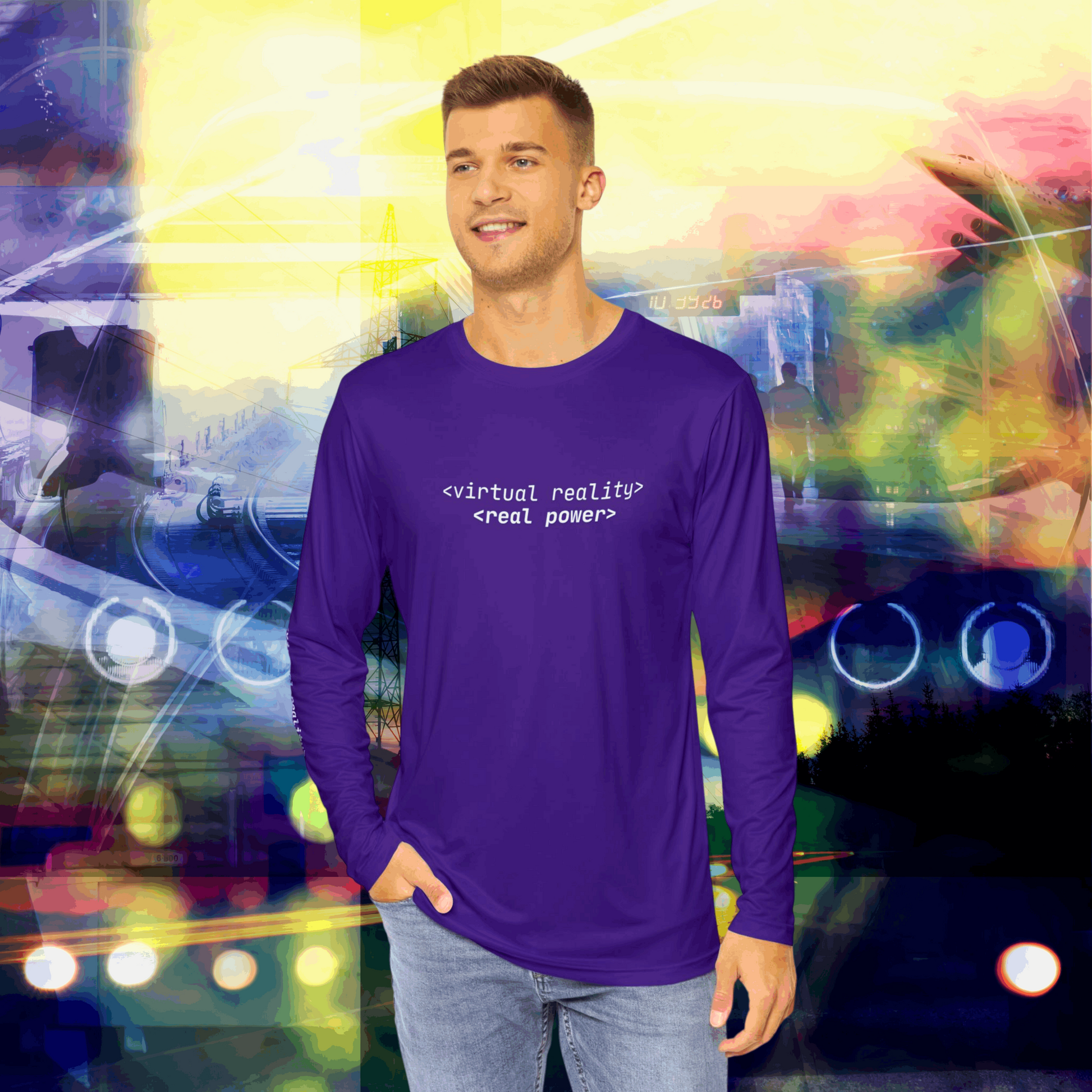 Men's Long Sleeve T-Shirt - Virtual Reality, Real Power