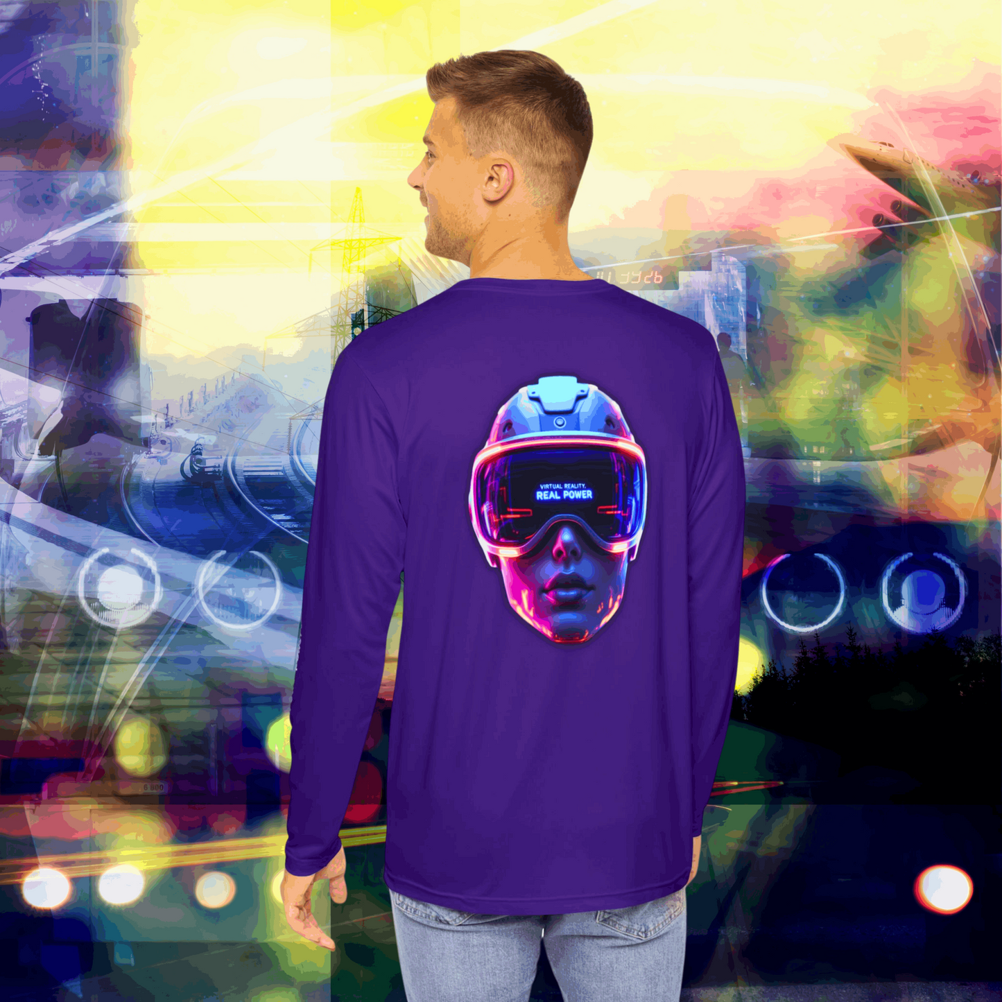 Men's Long Sleeve T-Shirt - Virtual Reality, Real Power