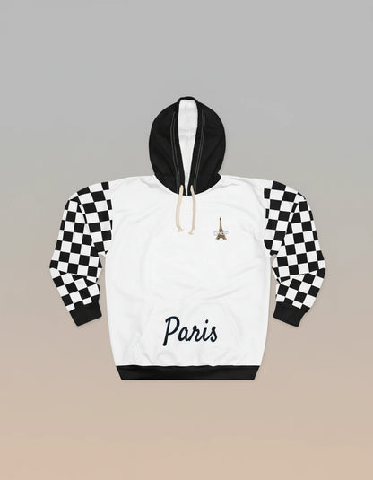 Paris Checkered Unisex Hoodie (White)