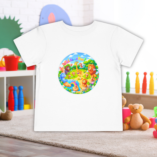 Bella+Canvas 3001T Toddler Short Sleeve Tee - Wild About Fun - Vibrant Animal Kingdom Adventure