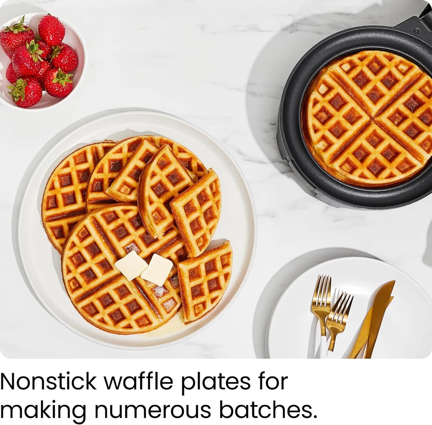 Anti-Overflow Belgian Waffle Maker, Shade Selector, Non-Stick, Black