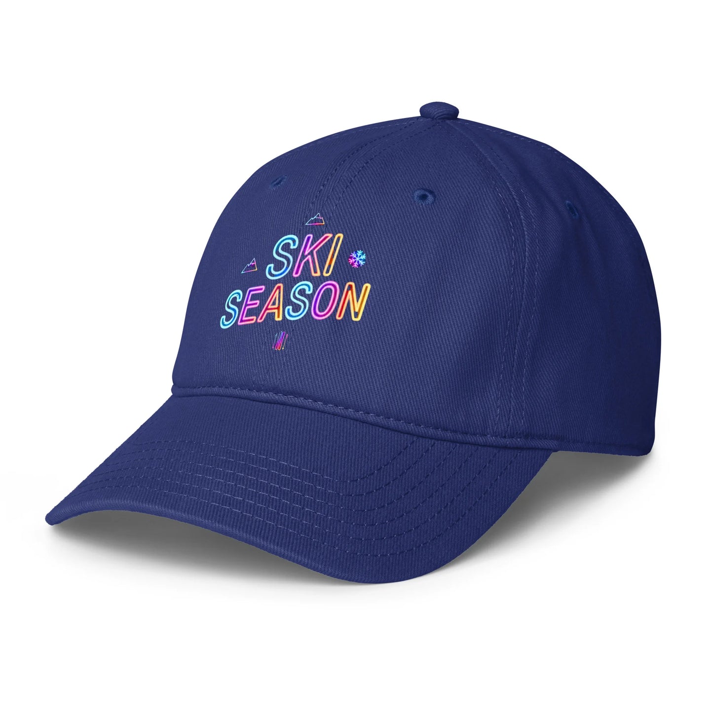 Royal Blue cap with 'Ski Season' text on a white background